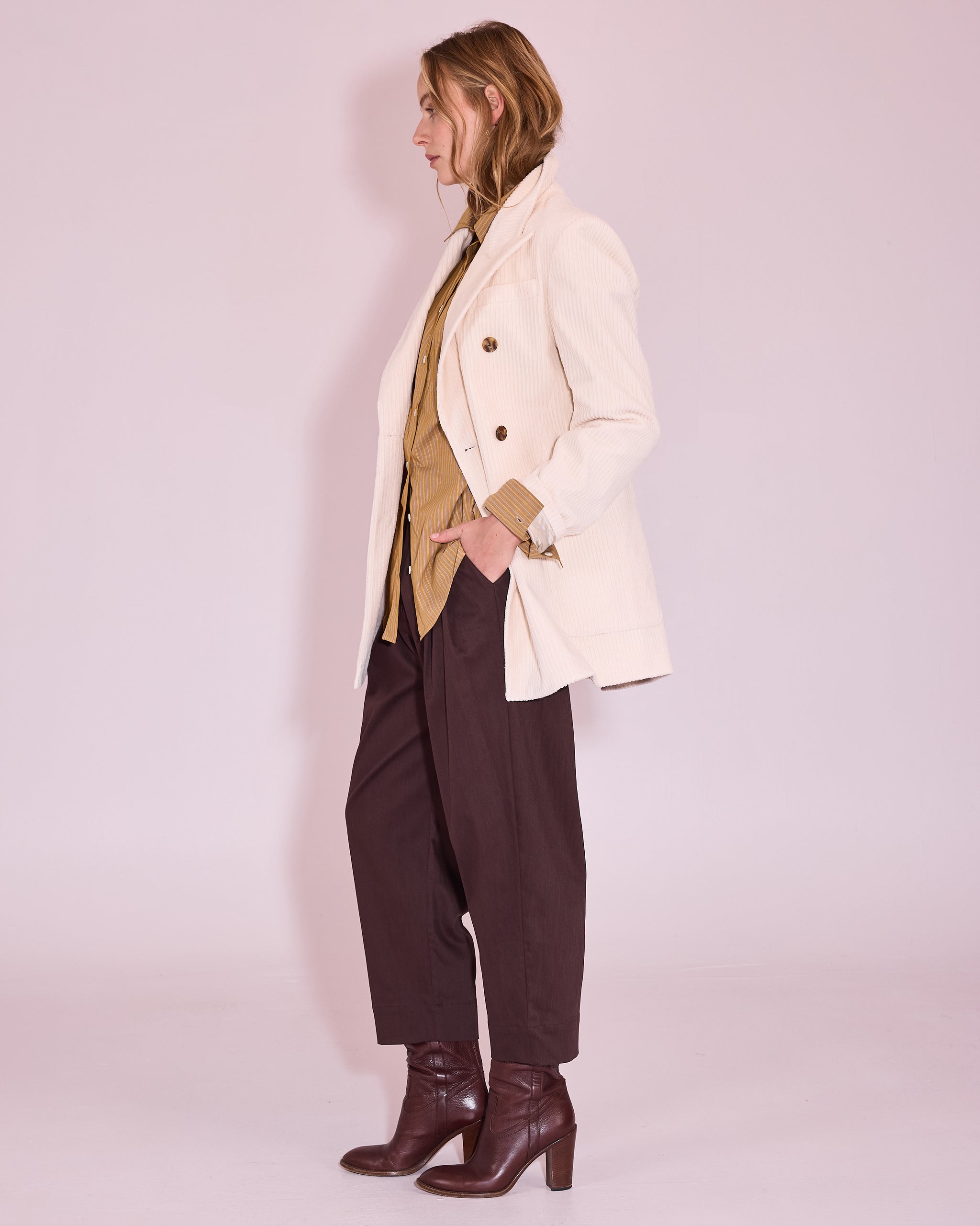 Glenn blazer in off-white heavy corduroy