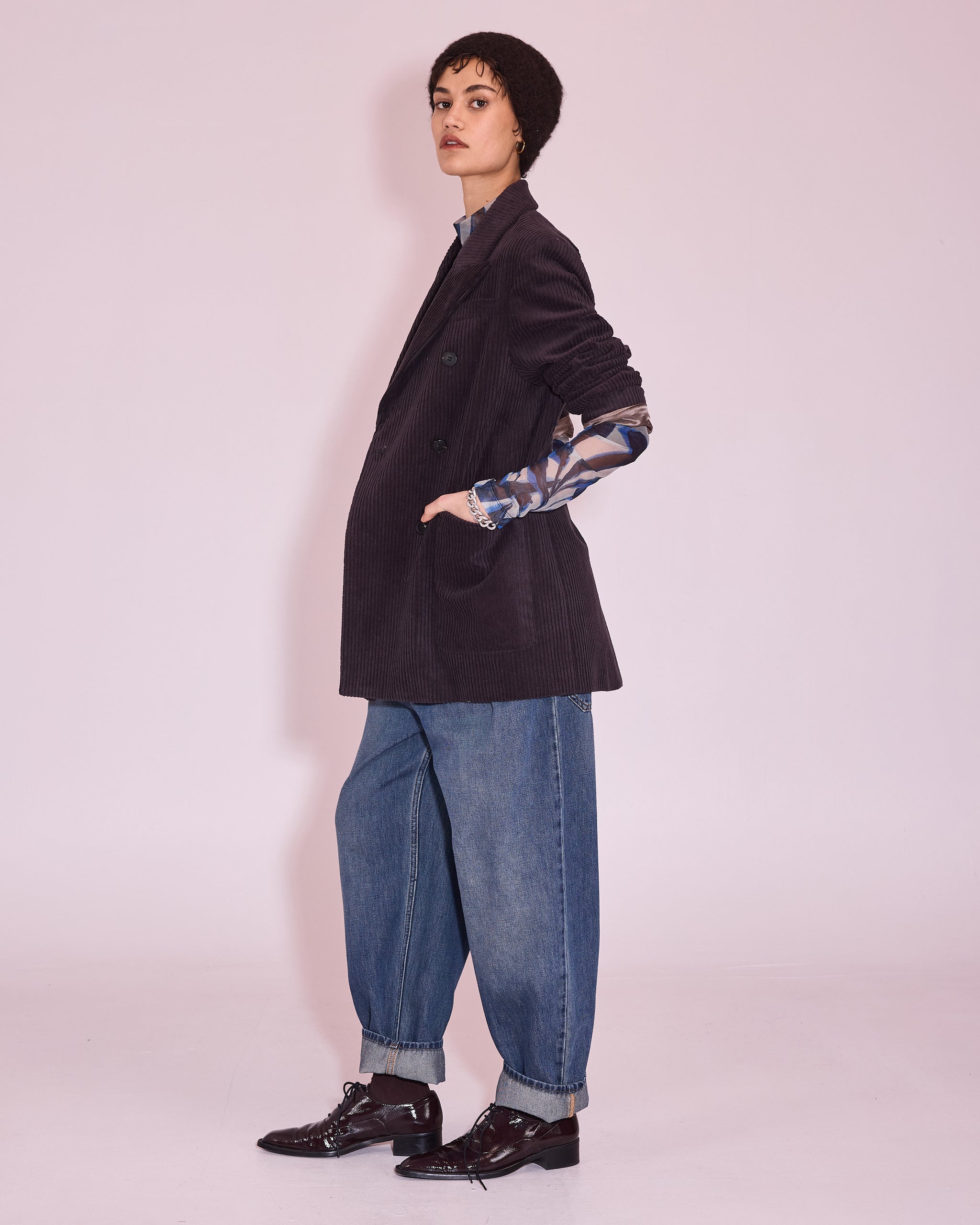 Glenn blazer in black bean heavy corduroy