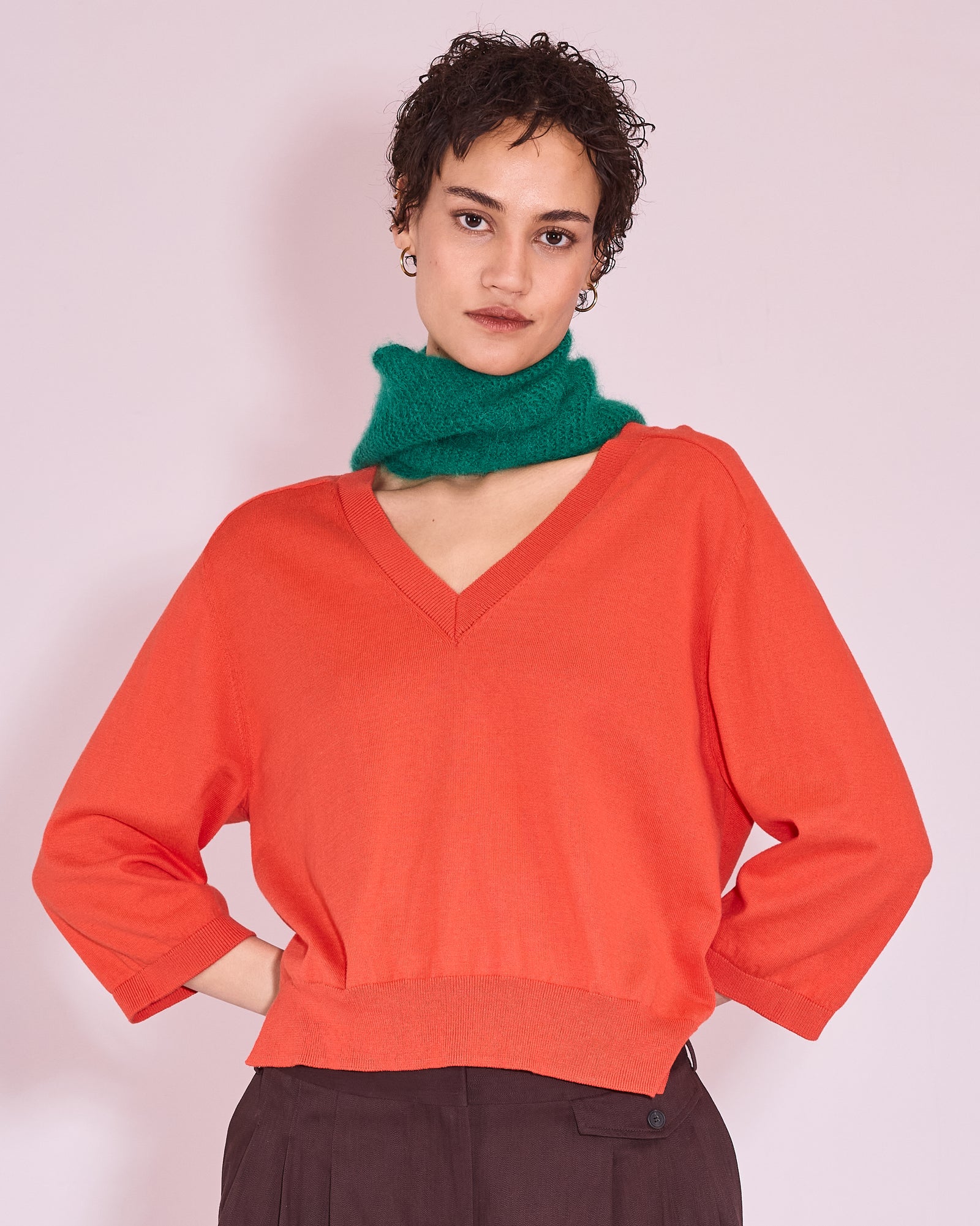 Jacona trui in mandarin red