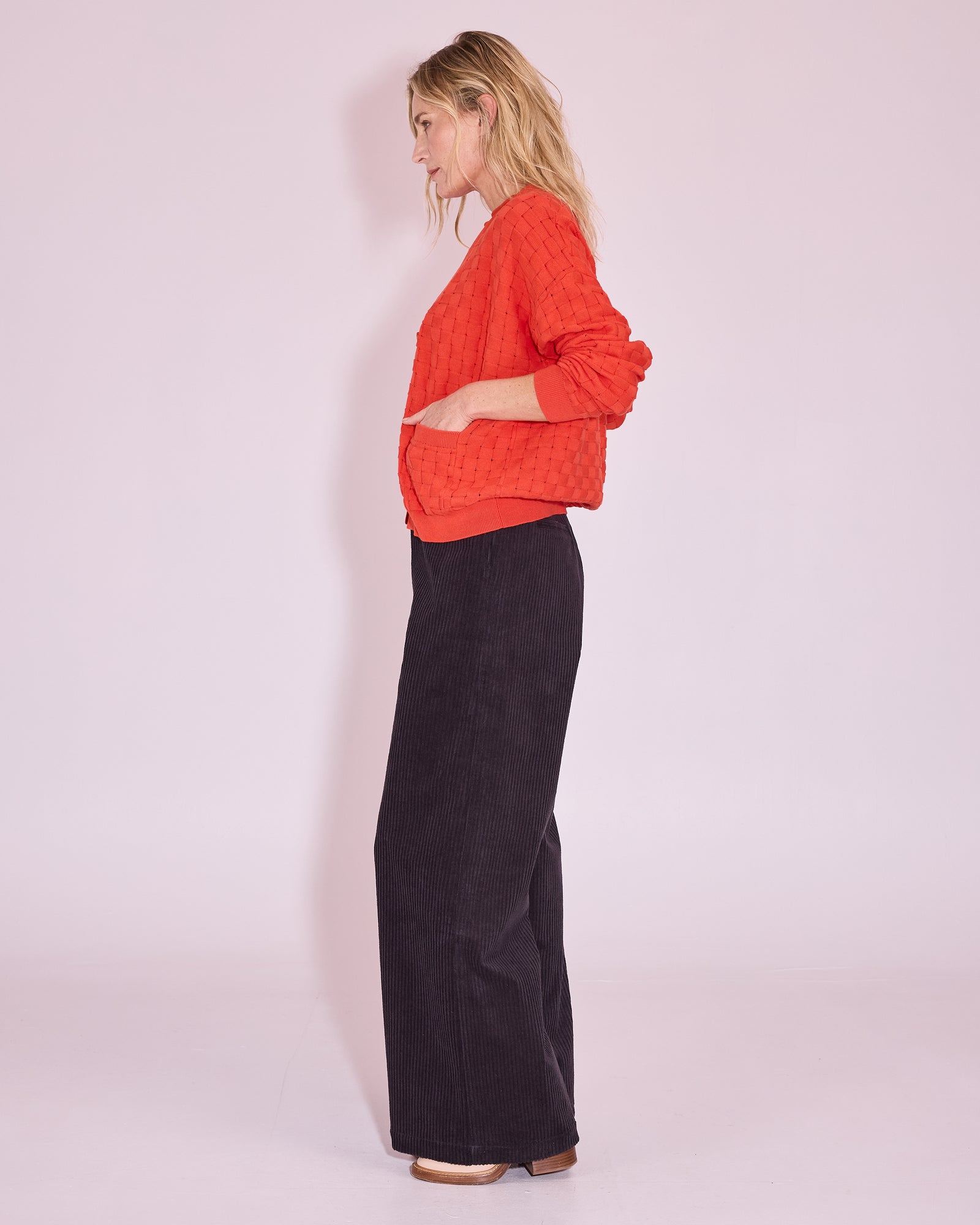 Jaffrey cardigan in mandarin red
