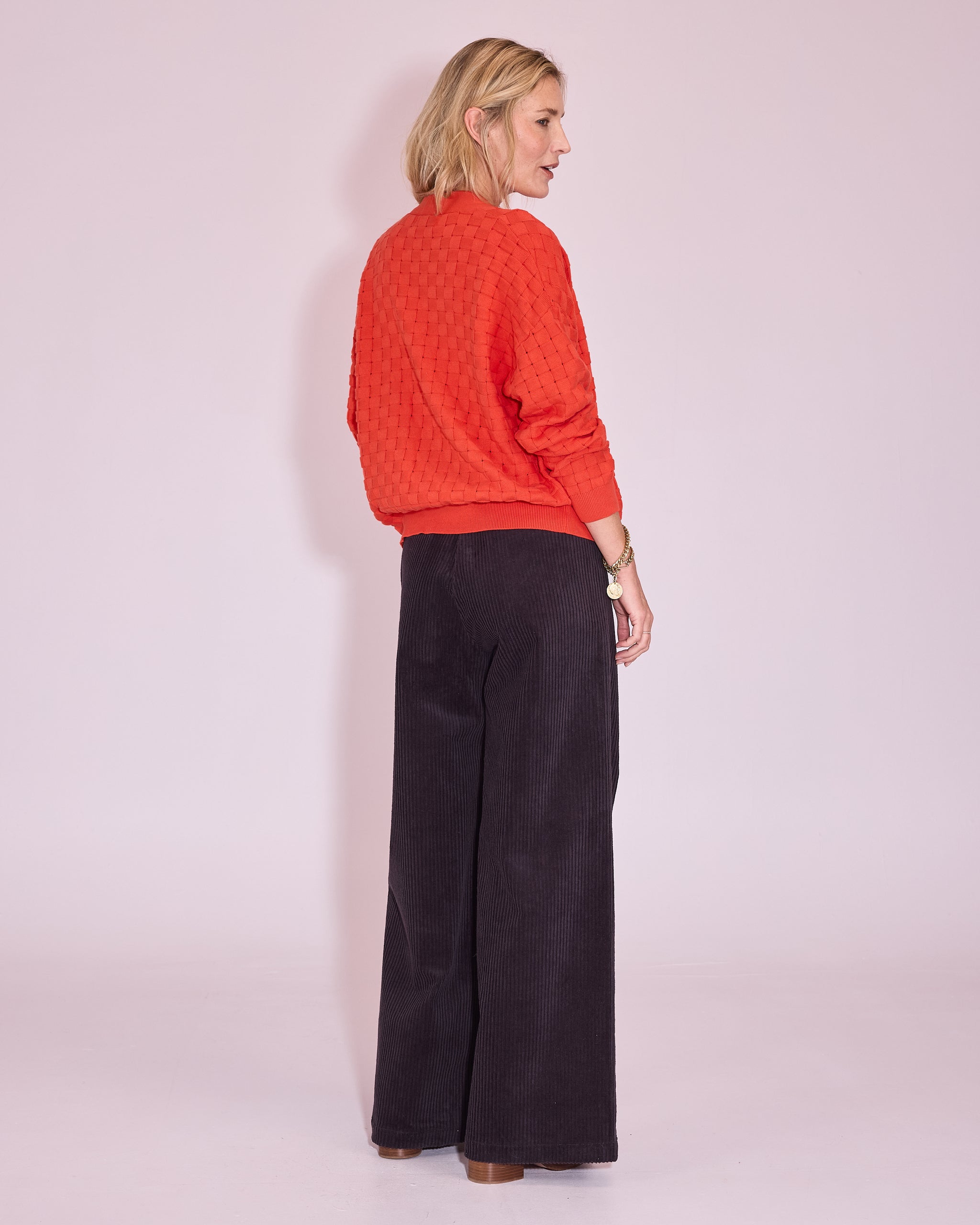 Jaffrey cardigan in mandarin red