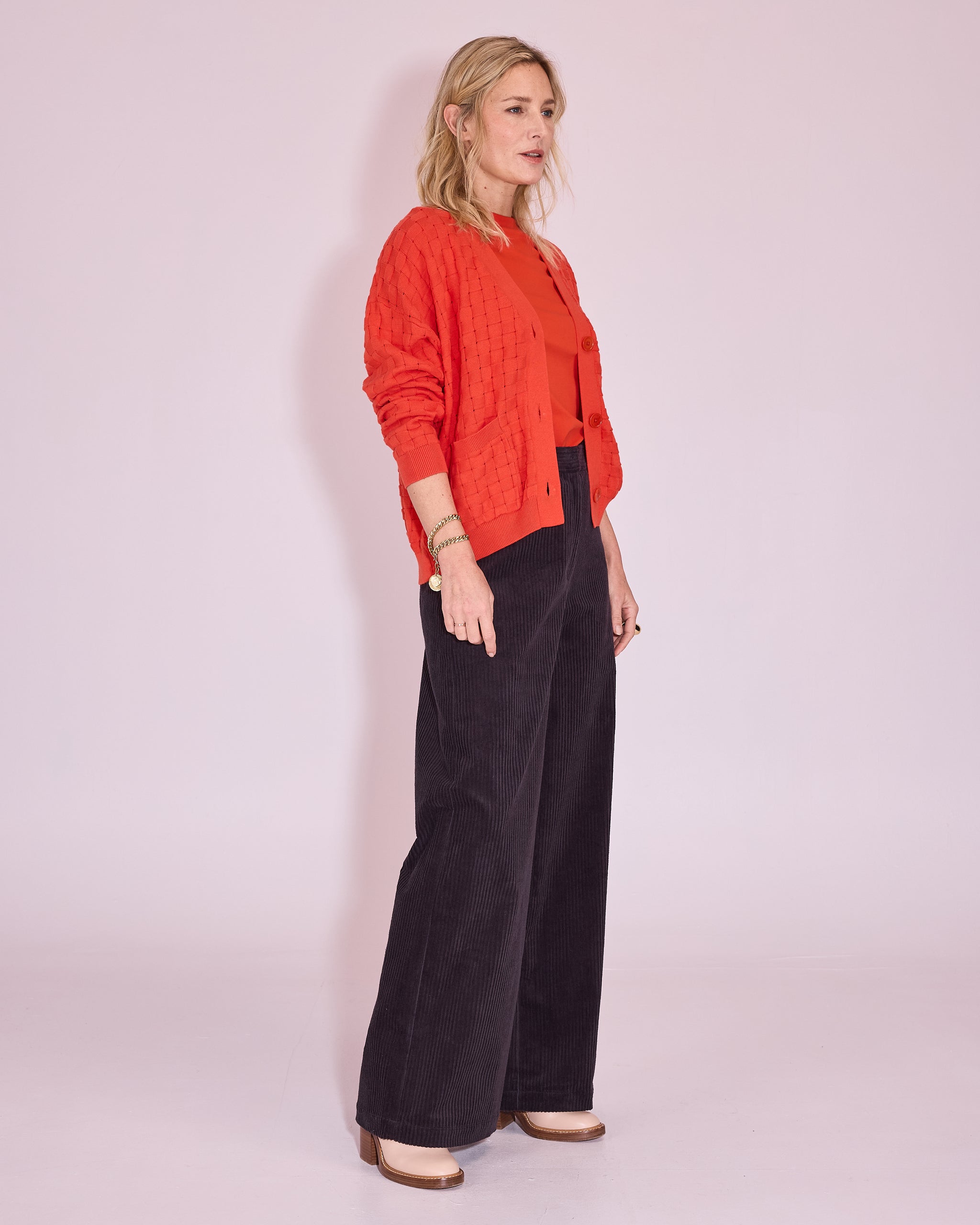 Jaffrey cardigan in mandarin red