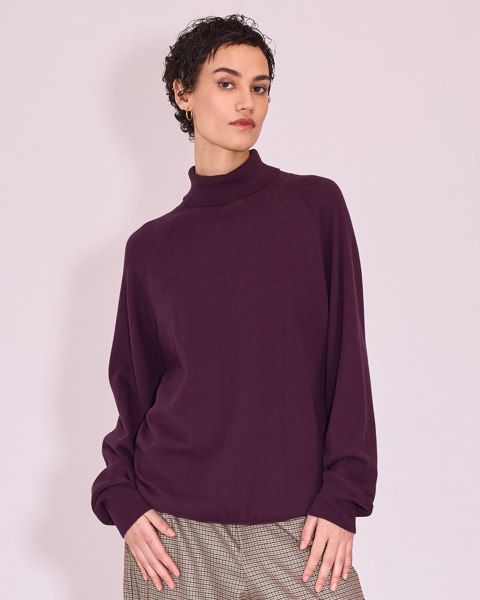 Gaetan rolkraagtrui in Plum