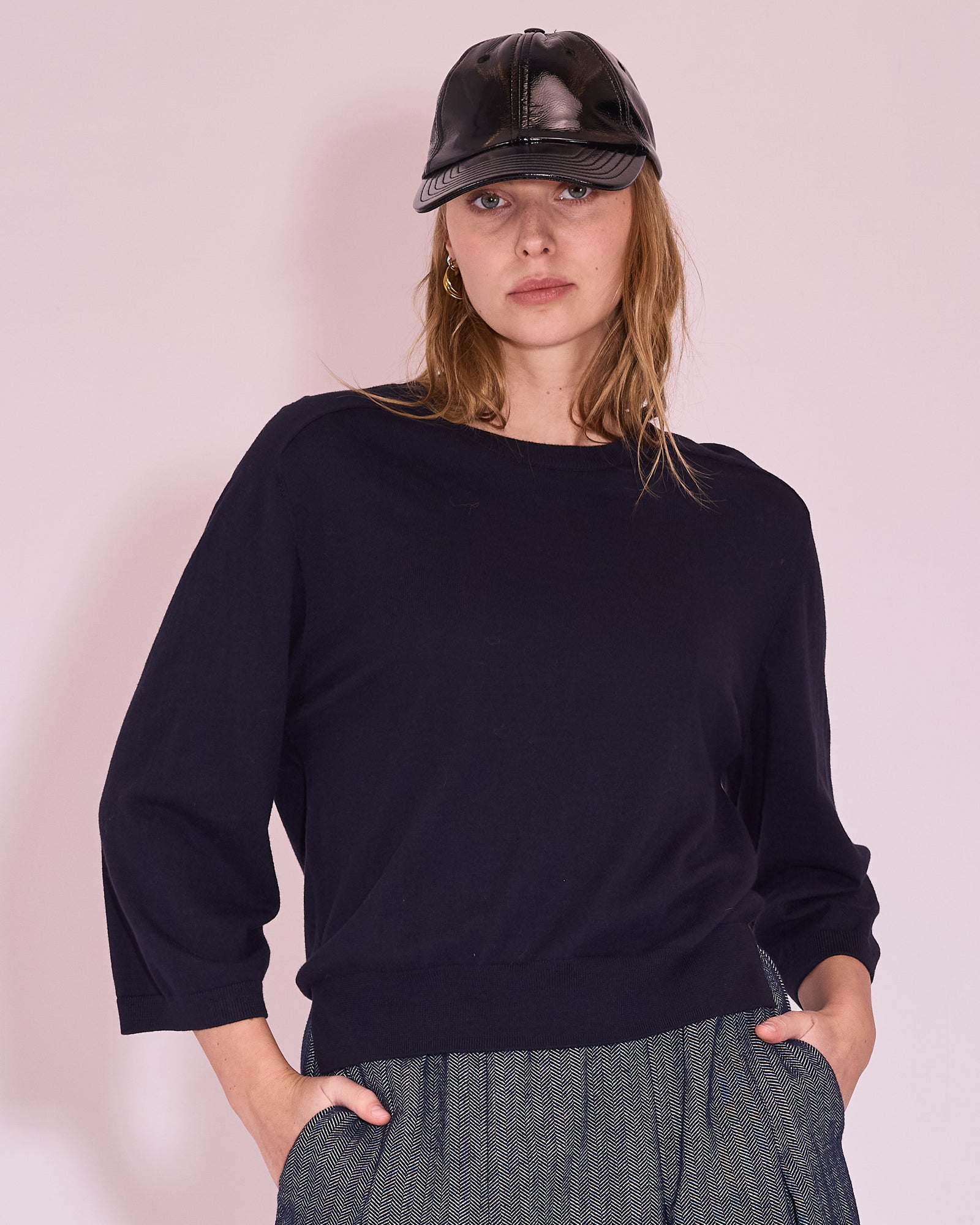 Jadara knitted sweater in midnight blue