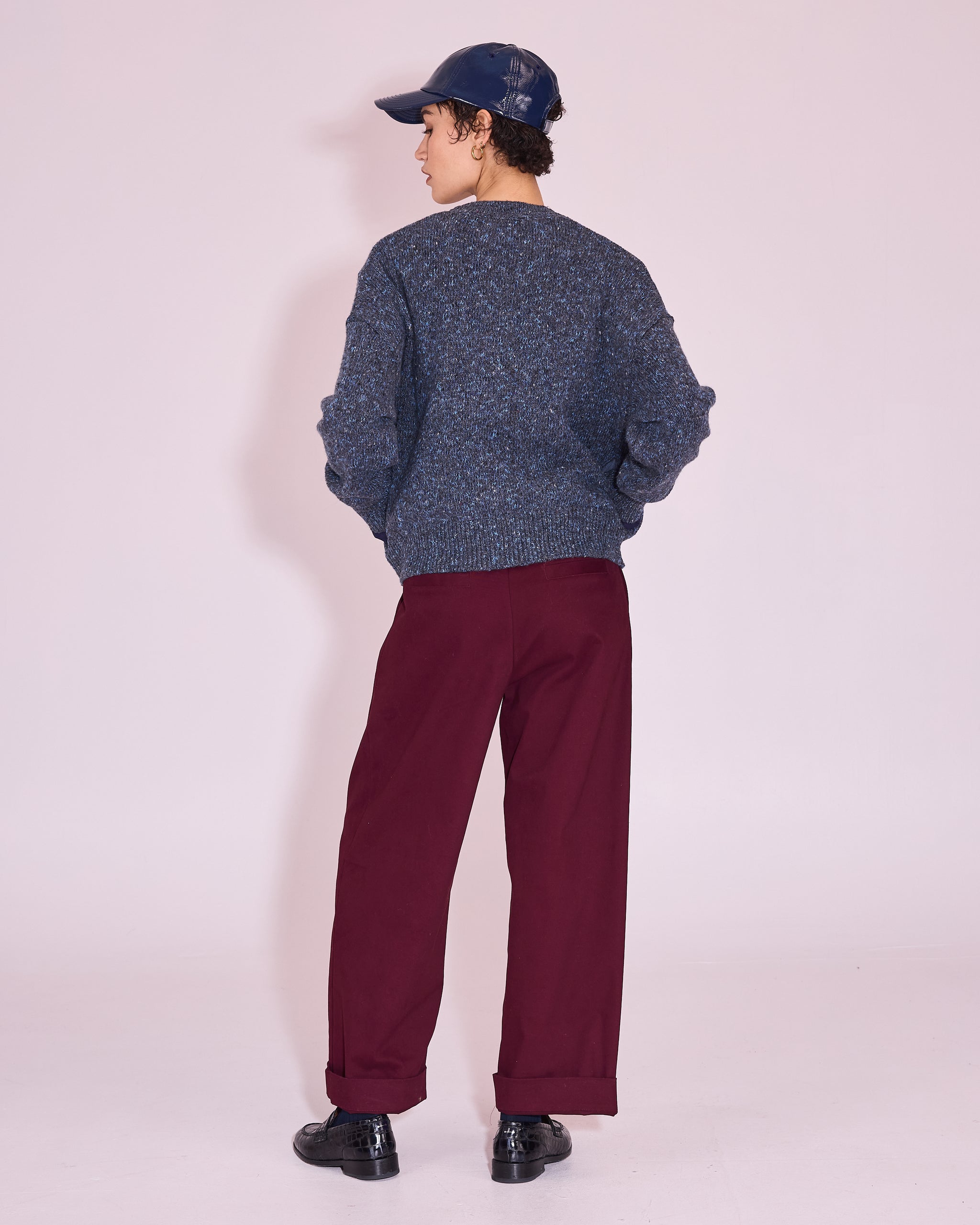 Jersey cardigan in grey / river blue