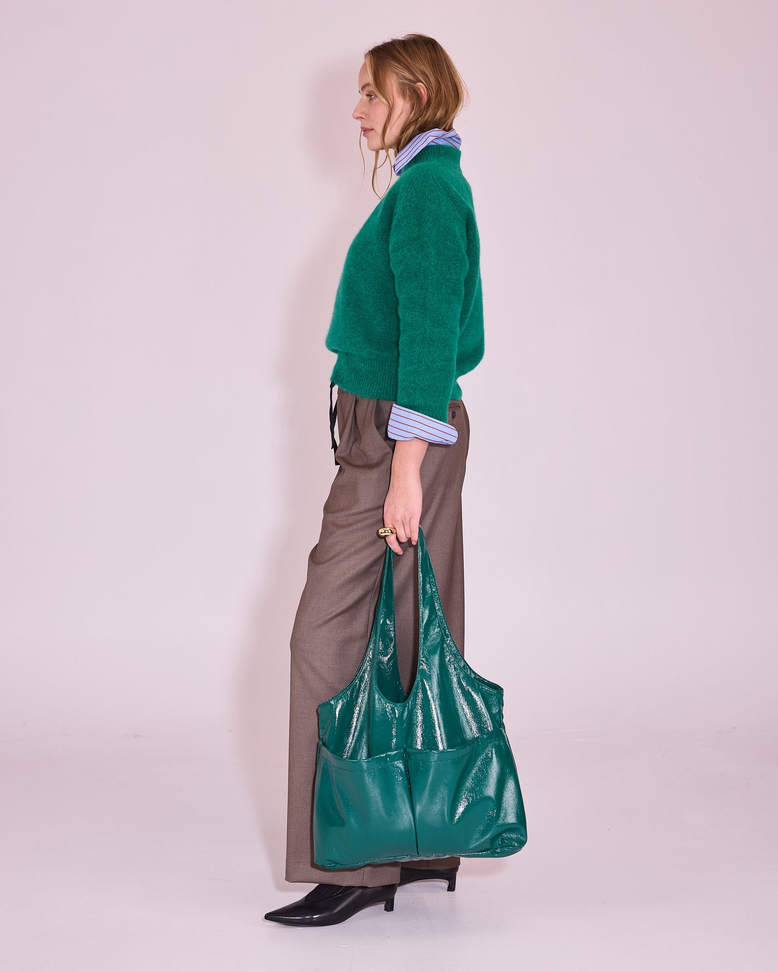 Juneau knitted sweater in emerald