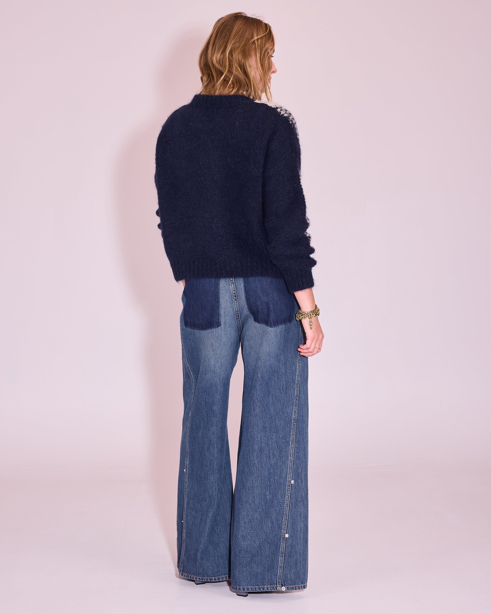 Jaral graphic knitted sweater in midnight blue