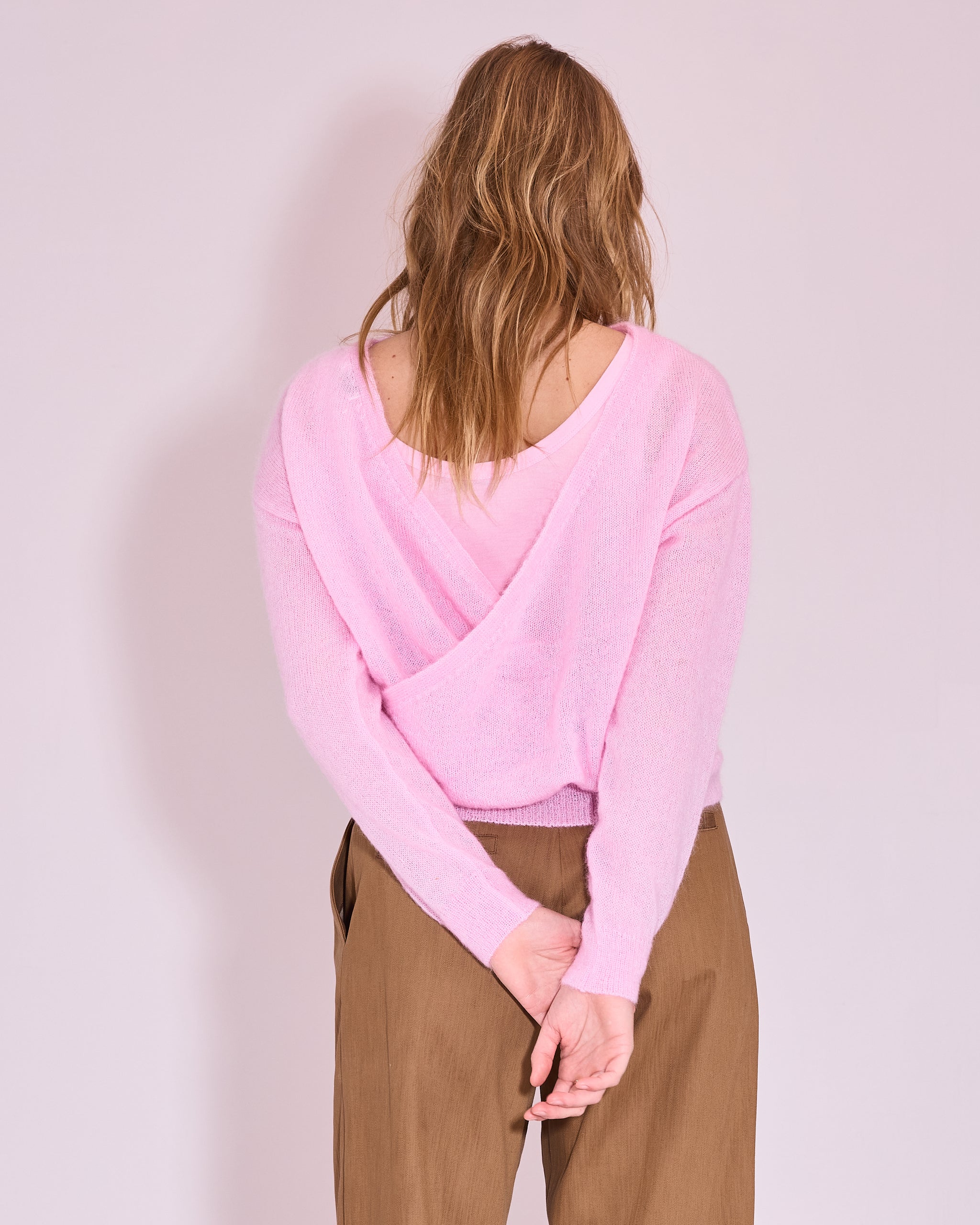 Janabaai overslag trui in soft pink