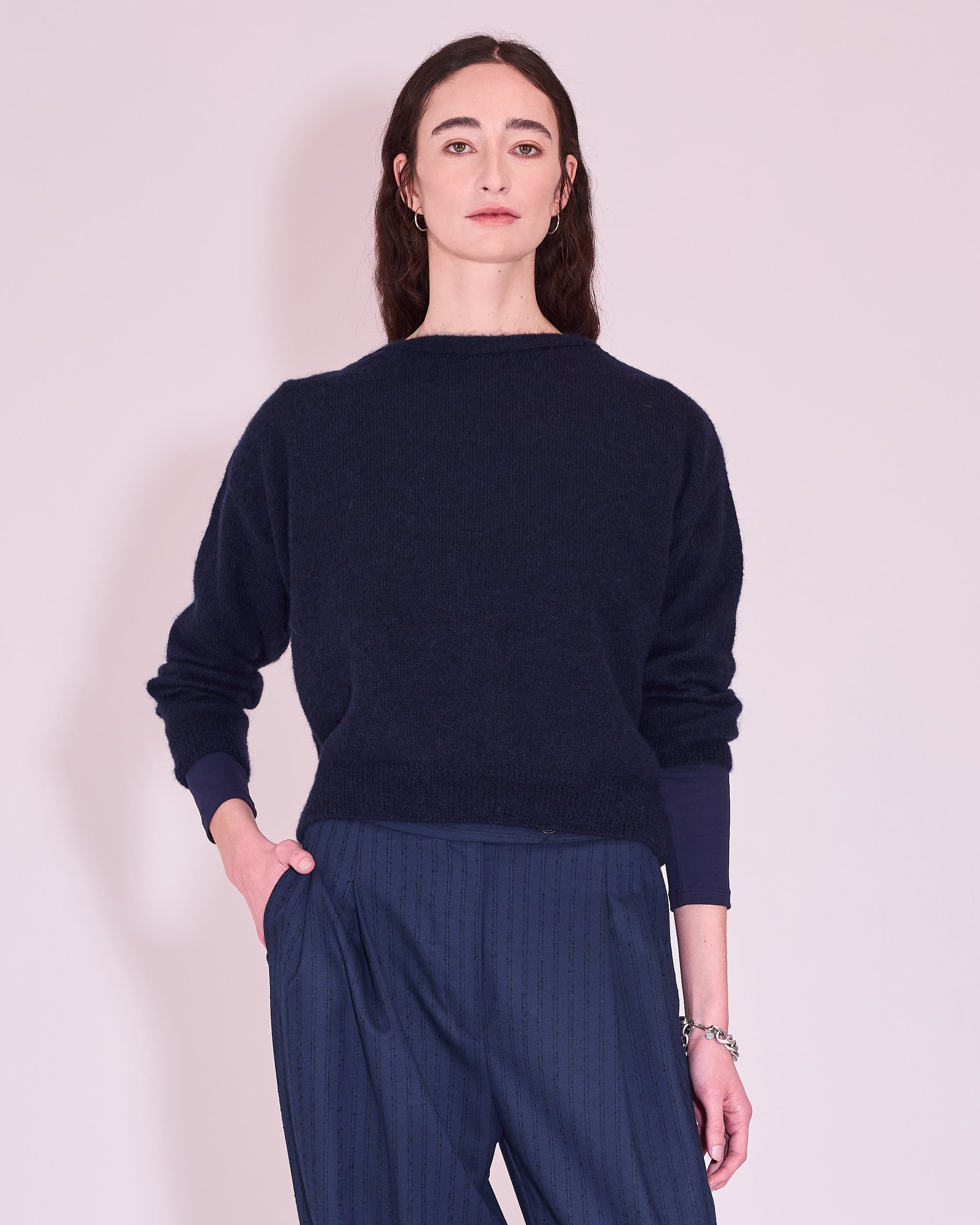 Janabaai overslag trui in midnight blue