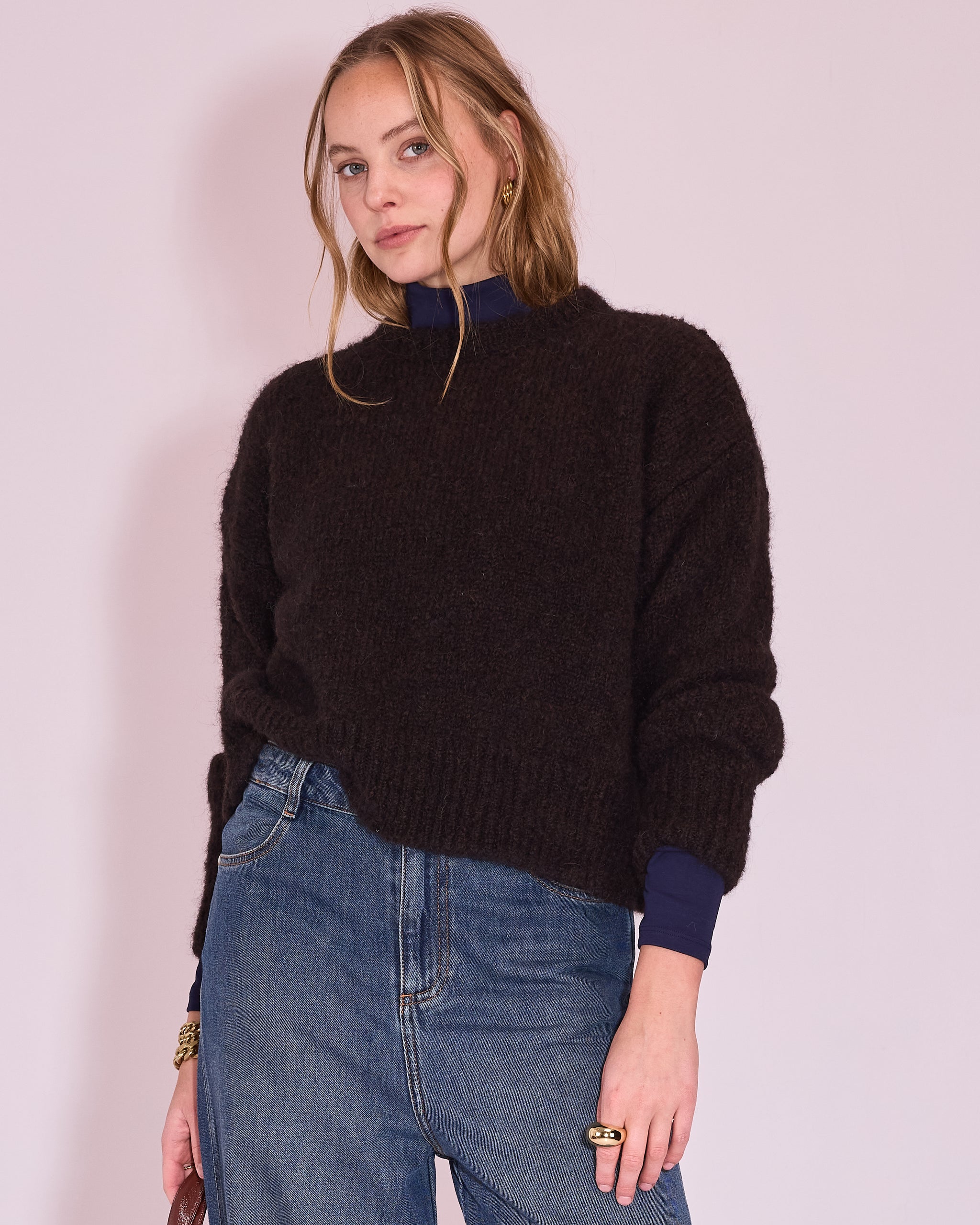 Johannesburg knitted sweater in black bean