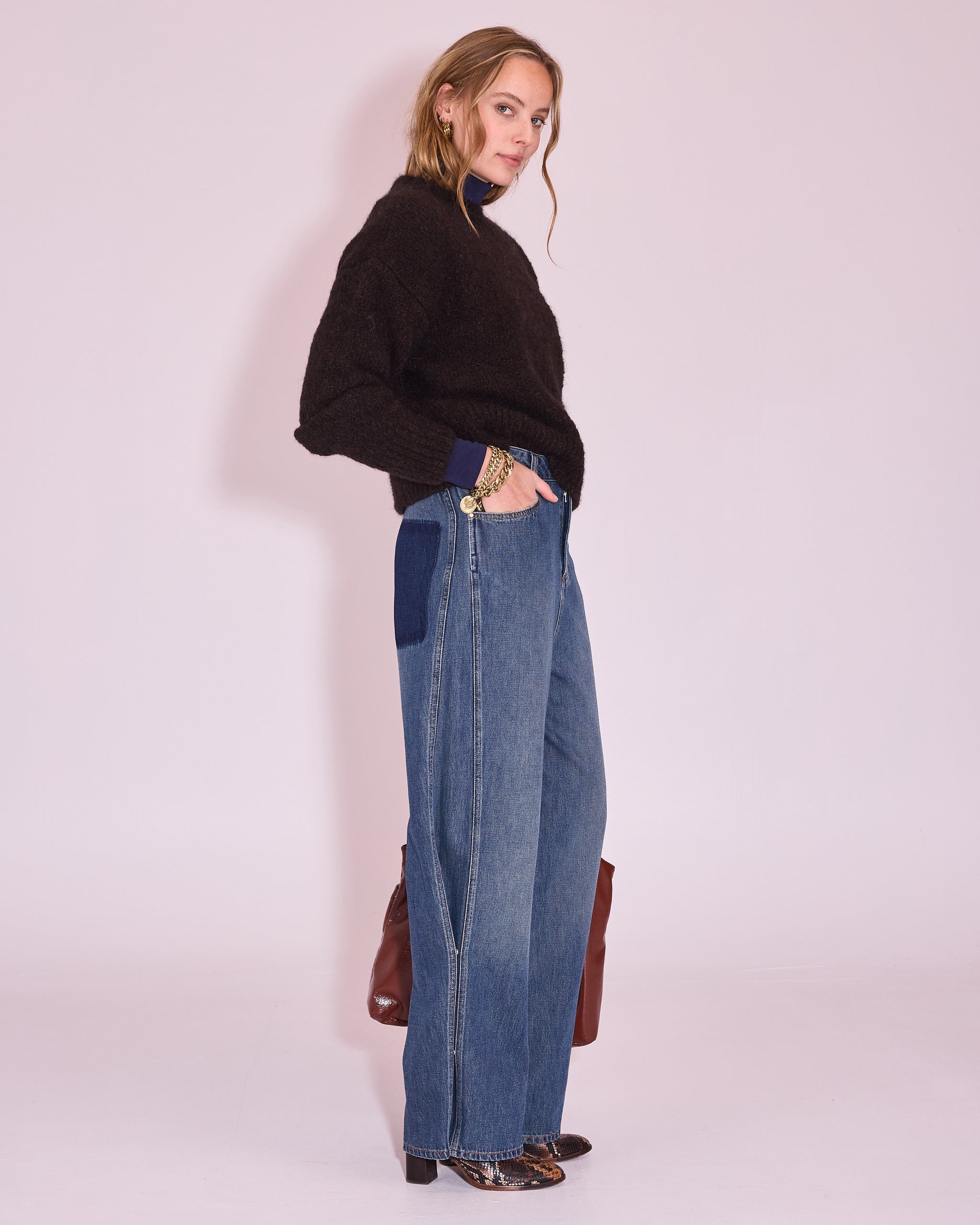 Johannesburg knitted sweater in black bean