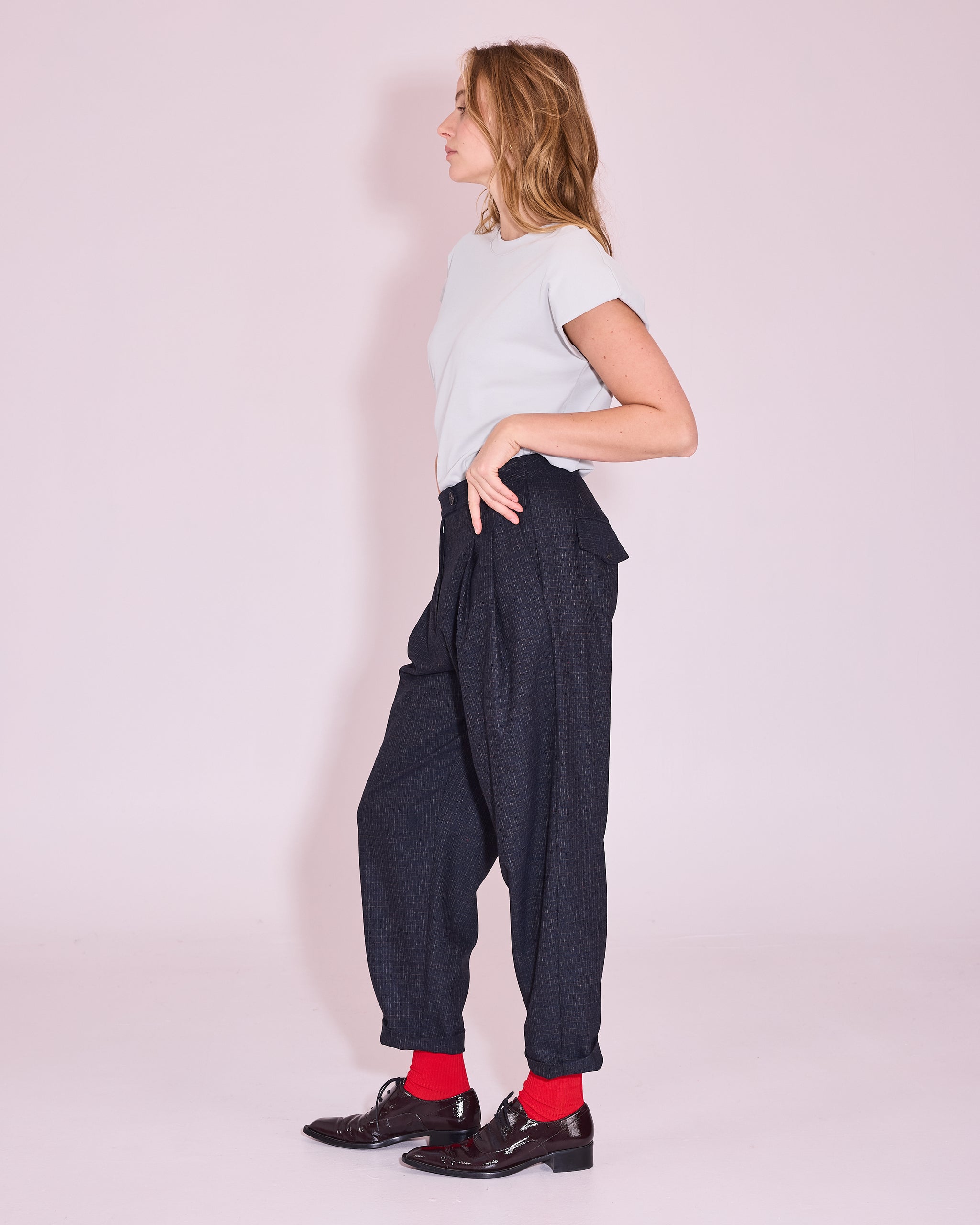 Jérome trousers in navy / multi checks