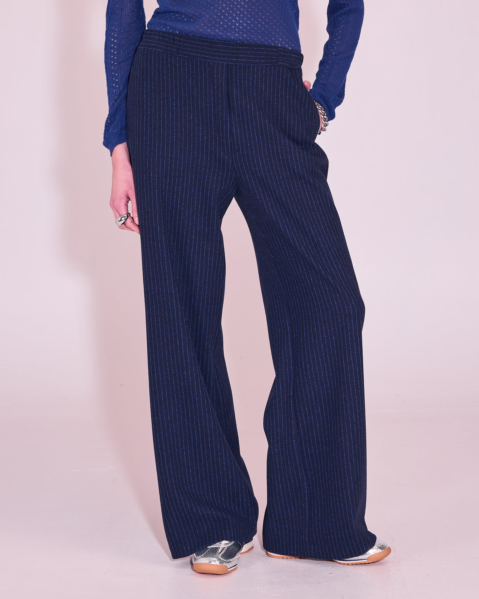 Gio broek in bright blue stripes