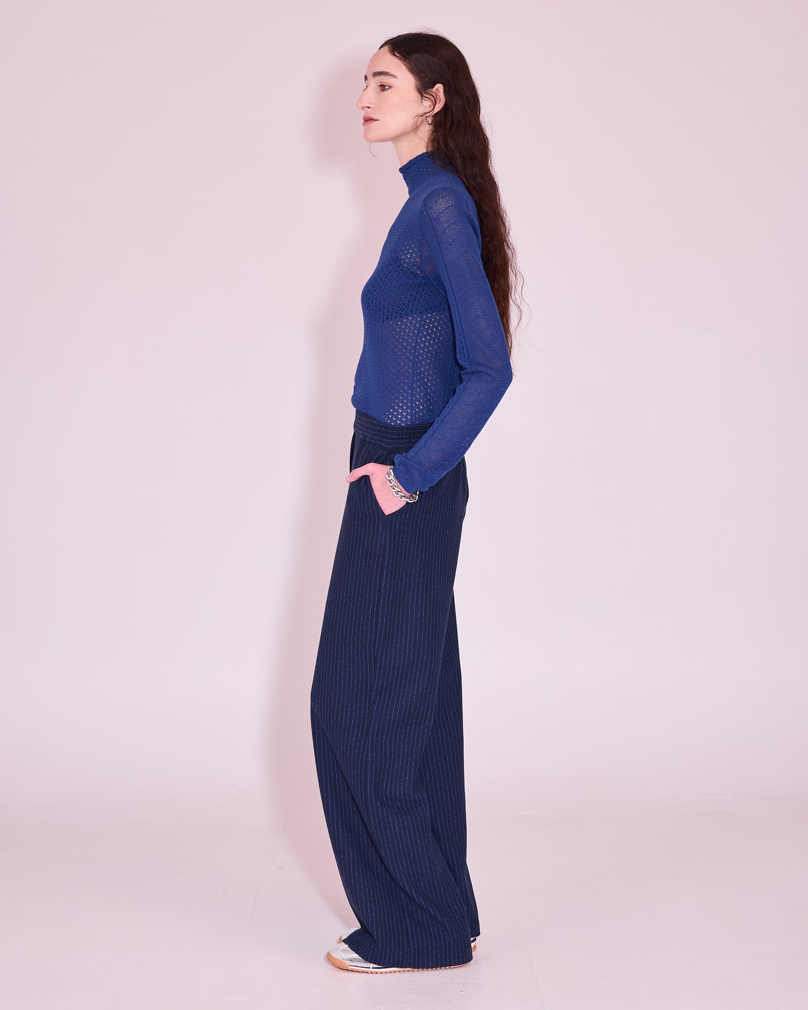 Gio broek in bright blue stripes