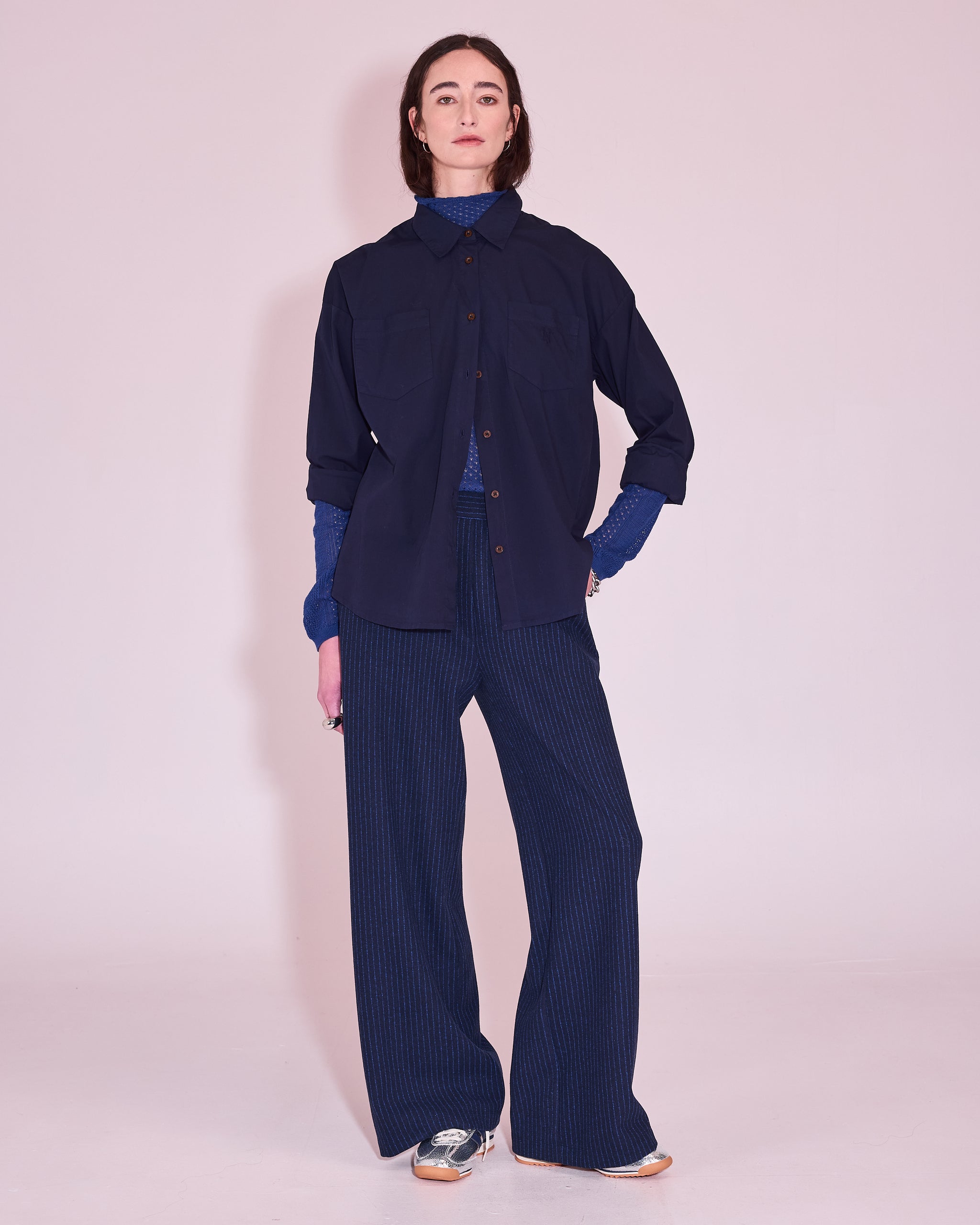 Gio broek in bright blue stripes