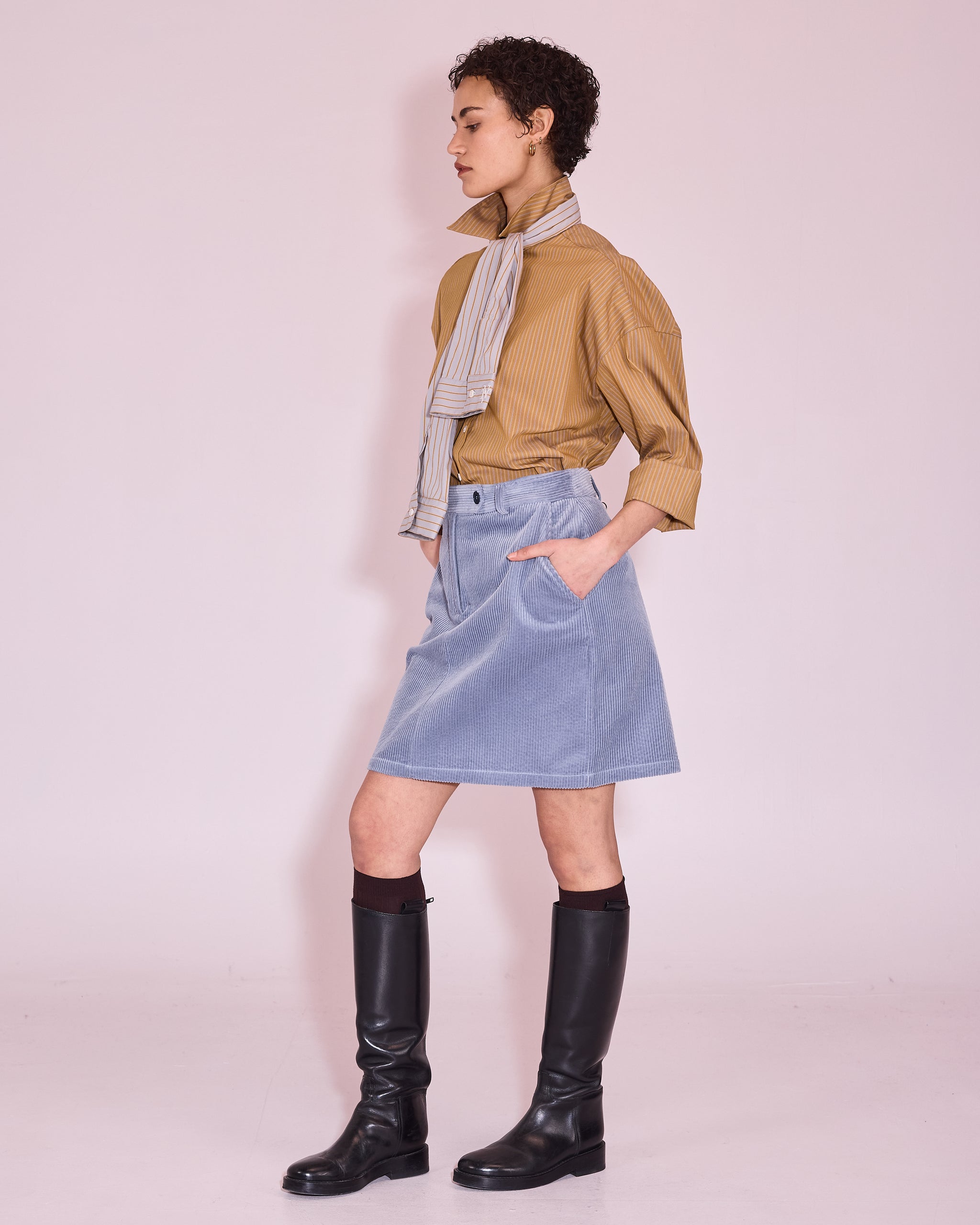 Jilly skirt in grey dawn corduroy