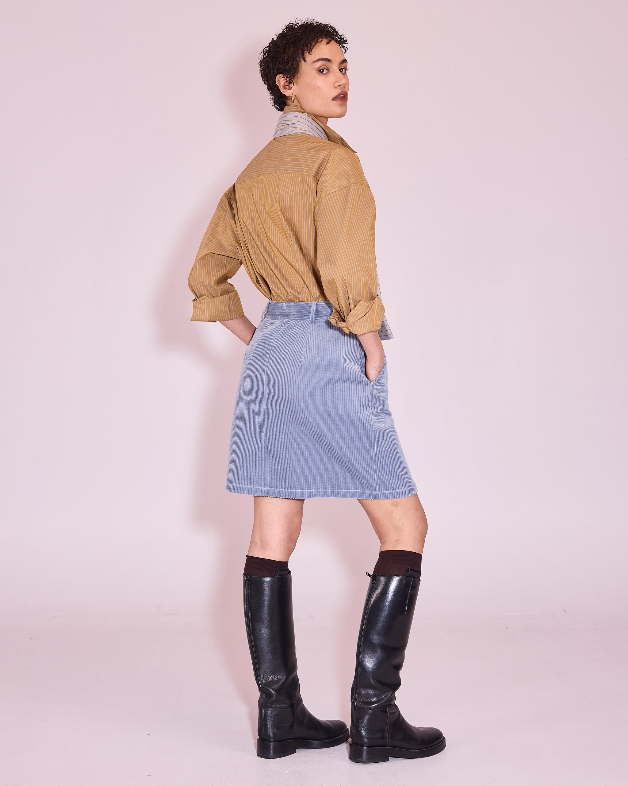 Jilly skirt in grey dawn corduroy