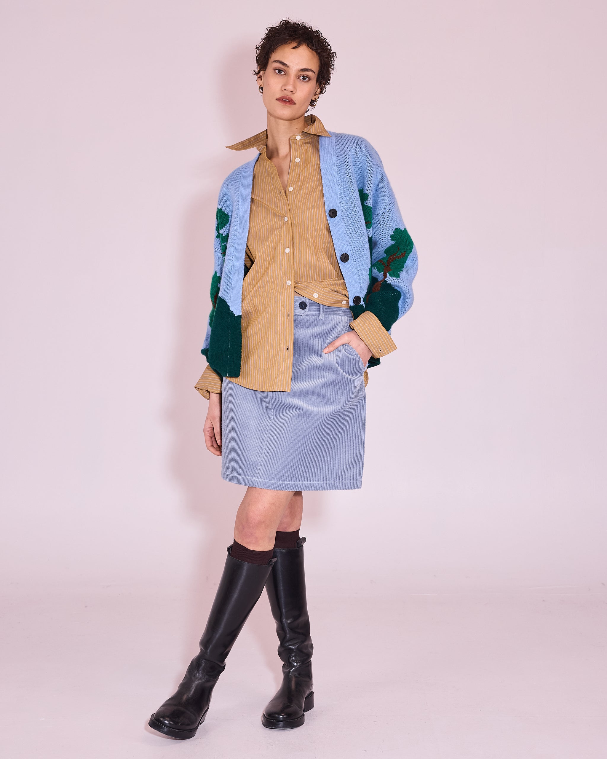Jilly skirt in grey dawn corduroy