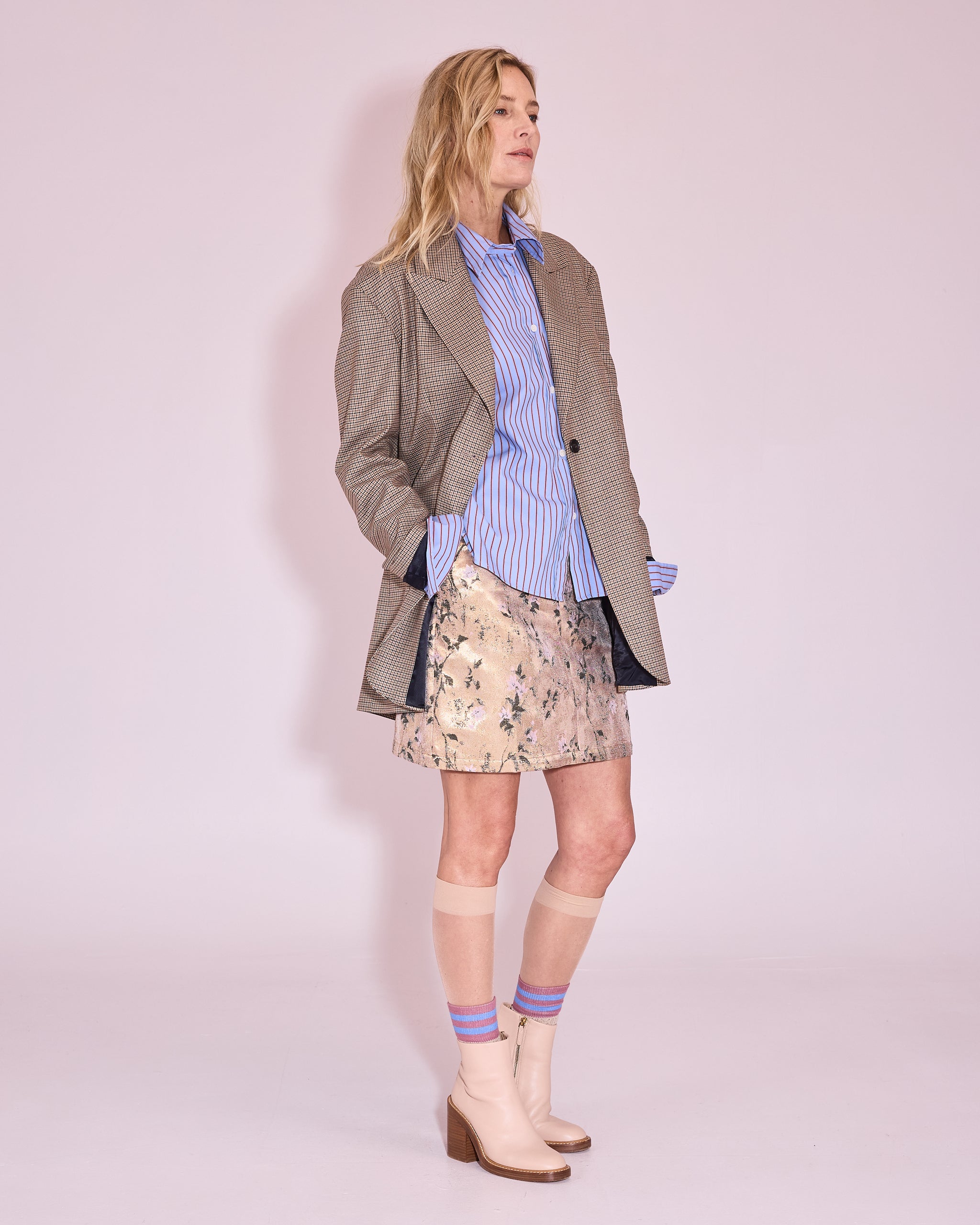 Jilly skirt in gold floral jacquard