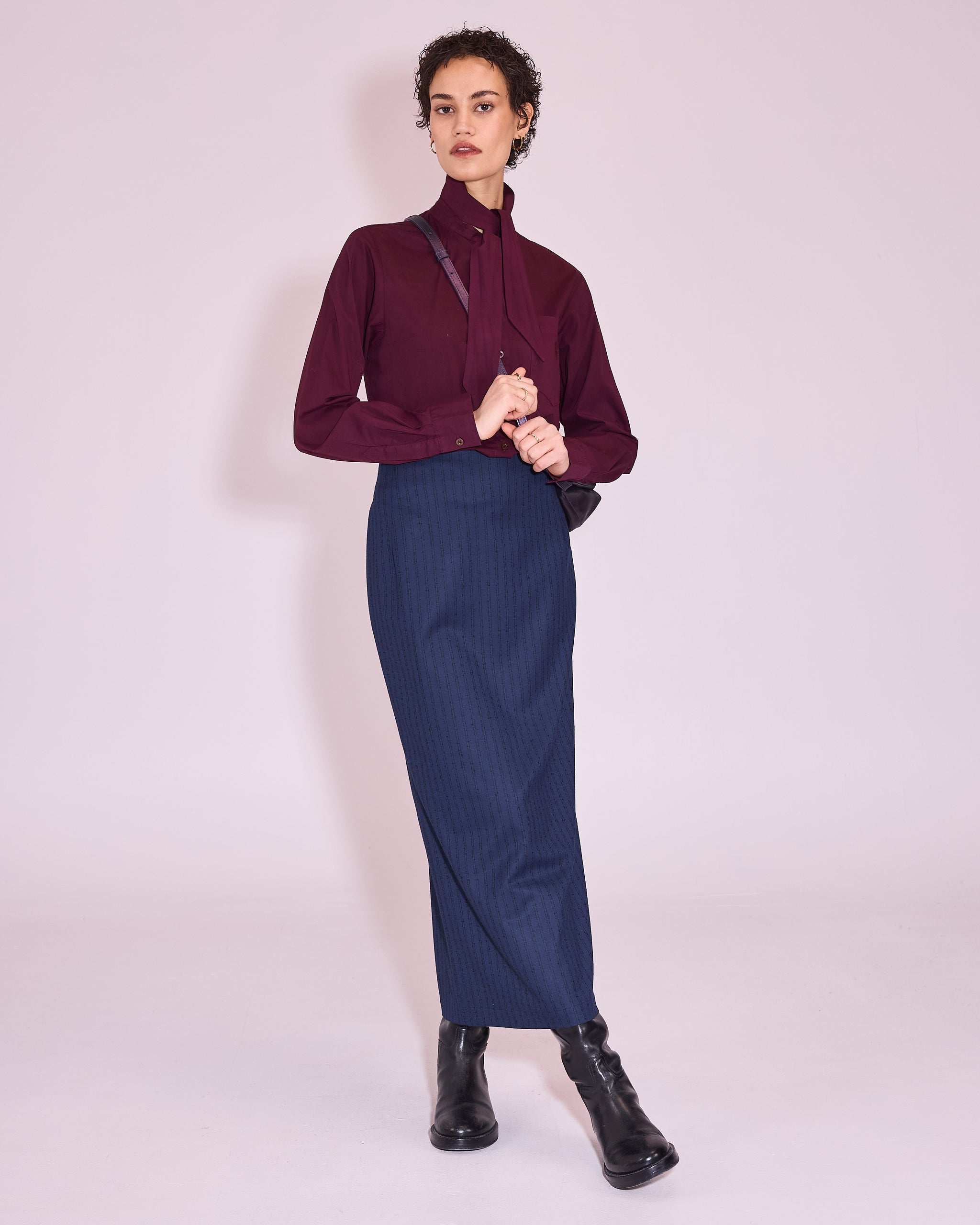Josie skirt in blue / black stripes