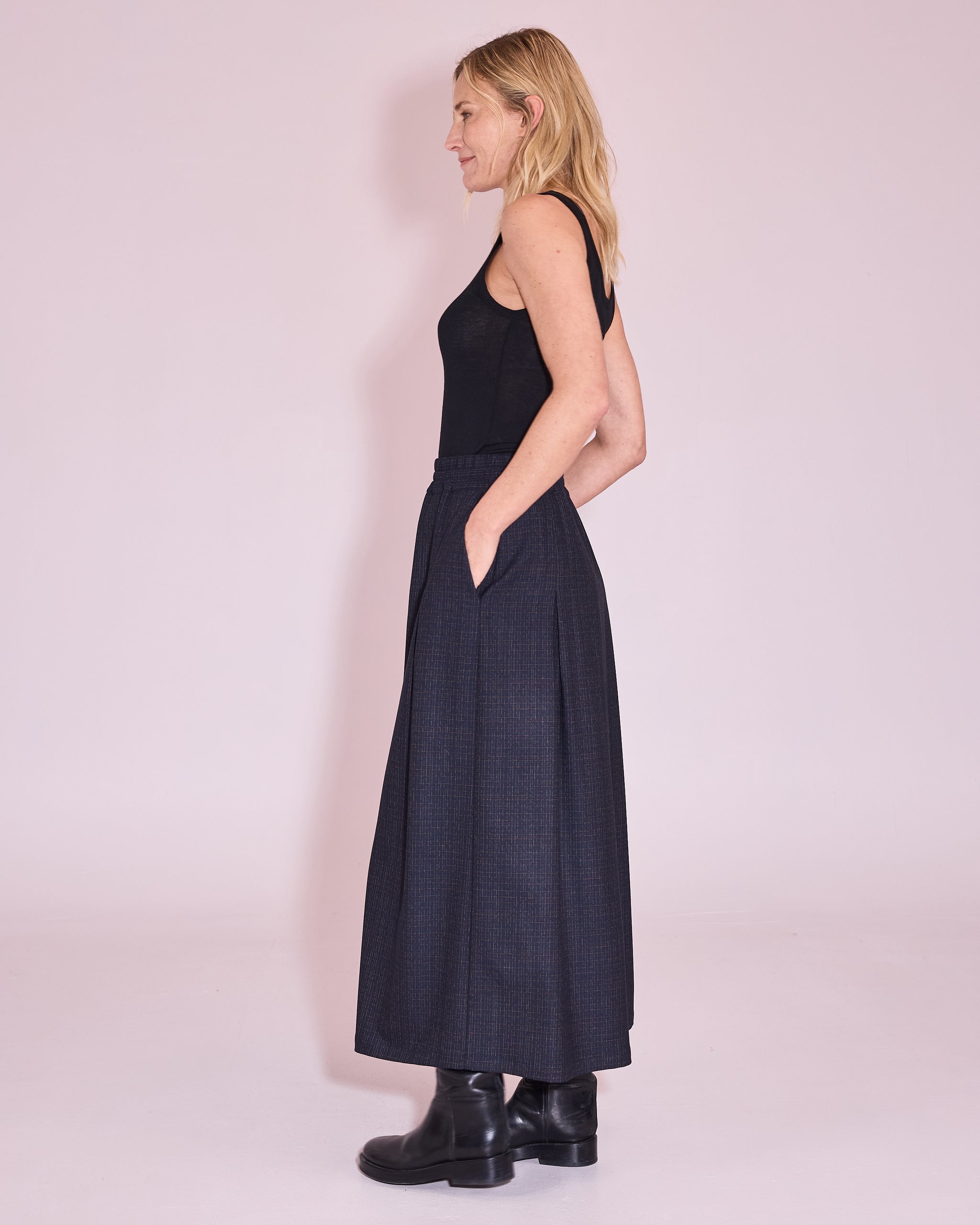 Fieke rok in navy / multi checks