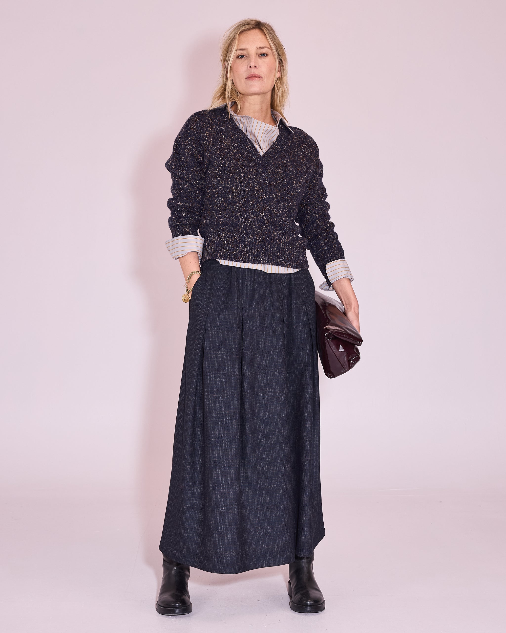 Fieke rok in navy / multi checks