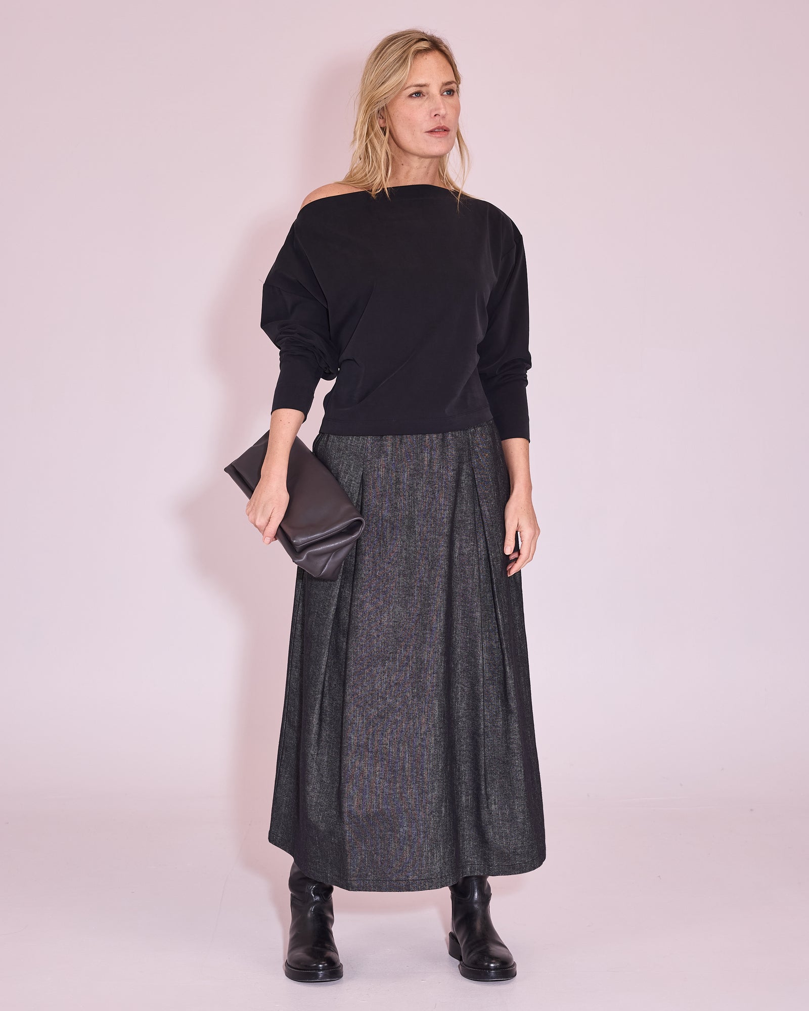 Joplin rok in antraciet gabardine