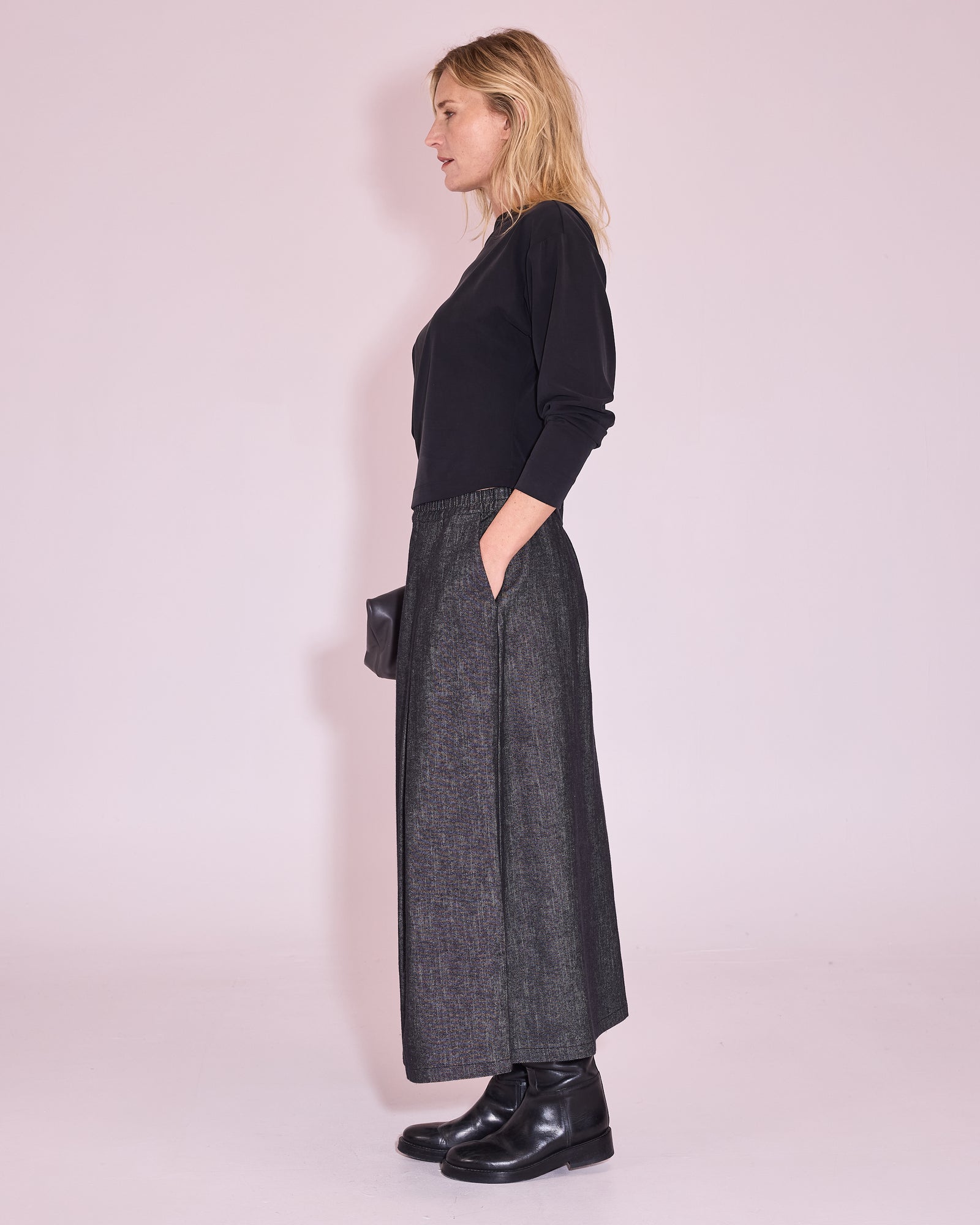 Joplin rok in antraciet gabardine