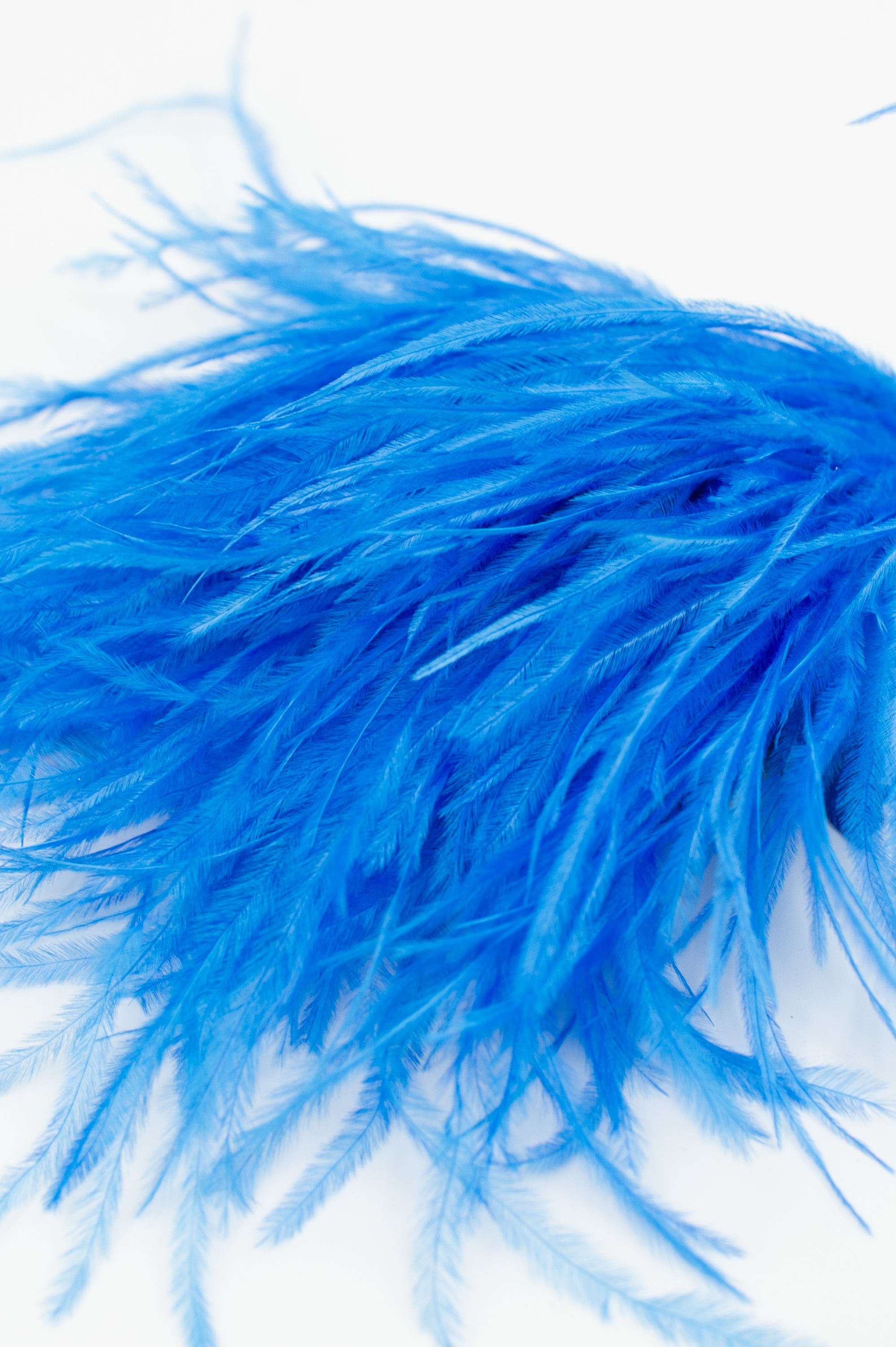 Zaza broche met veren in Santorini blue