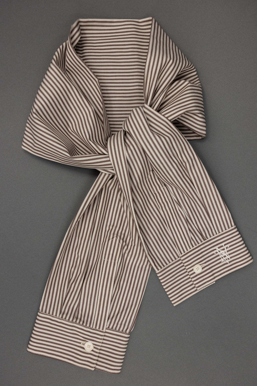 Ganna sjaaltje in brown ecru vintage cotton stripes