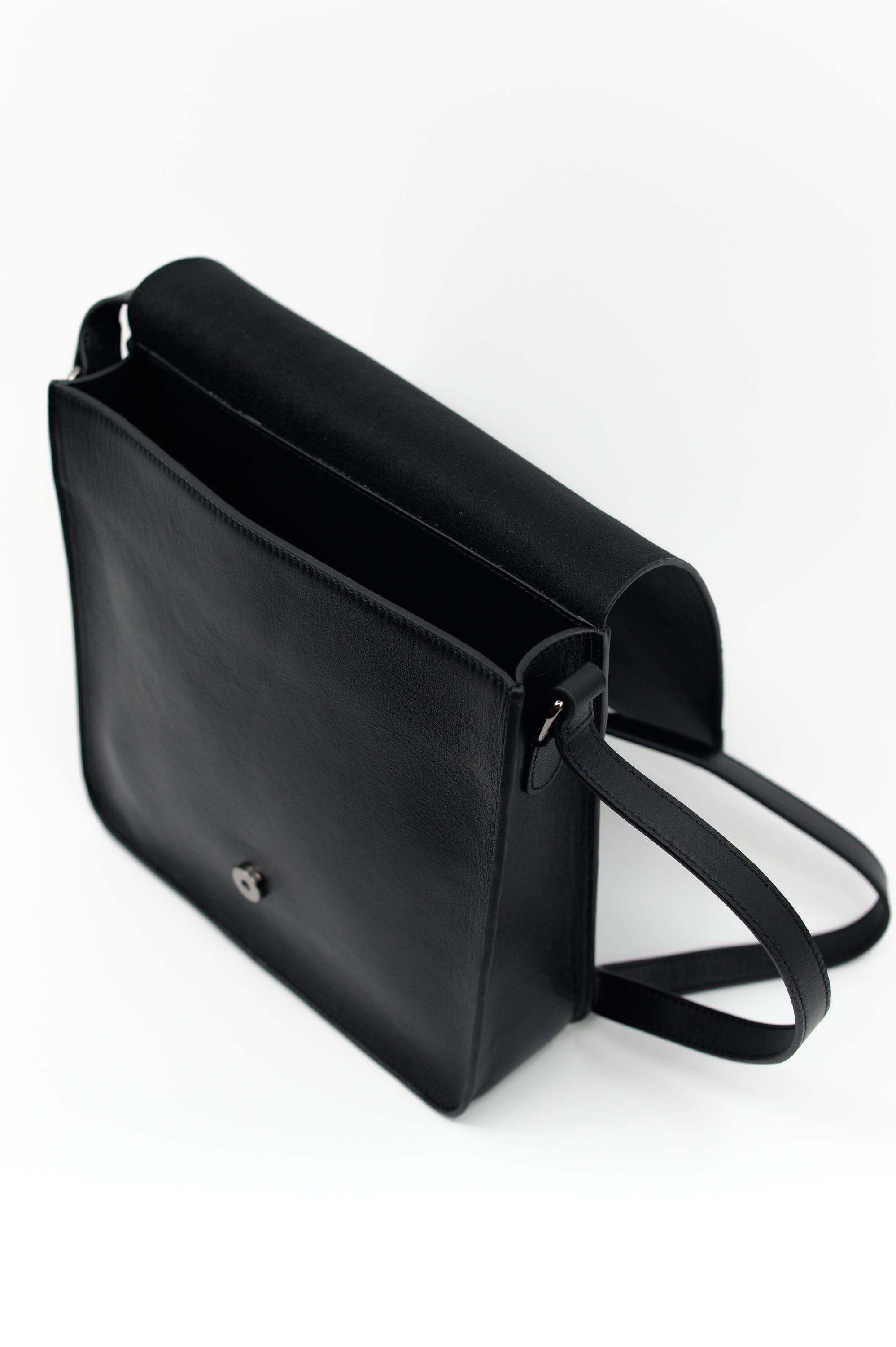 Sac bandoulière moyen en cuir nappa noir