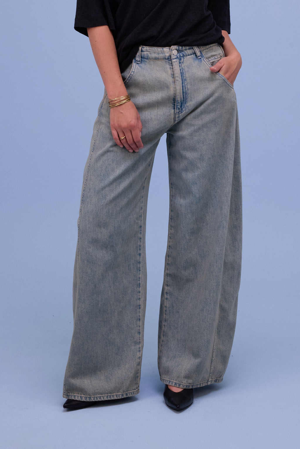 Hiroshi broek in sand denim