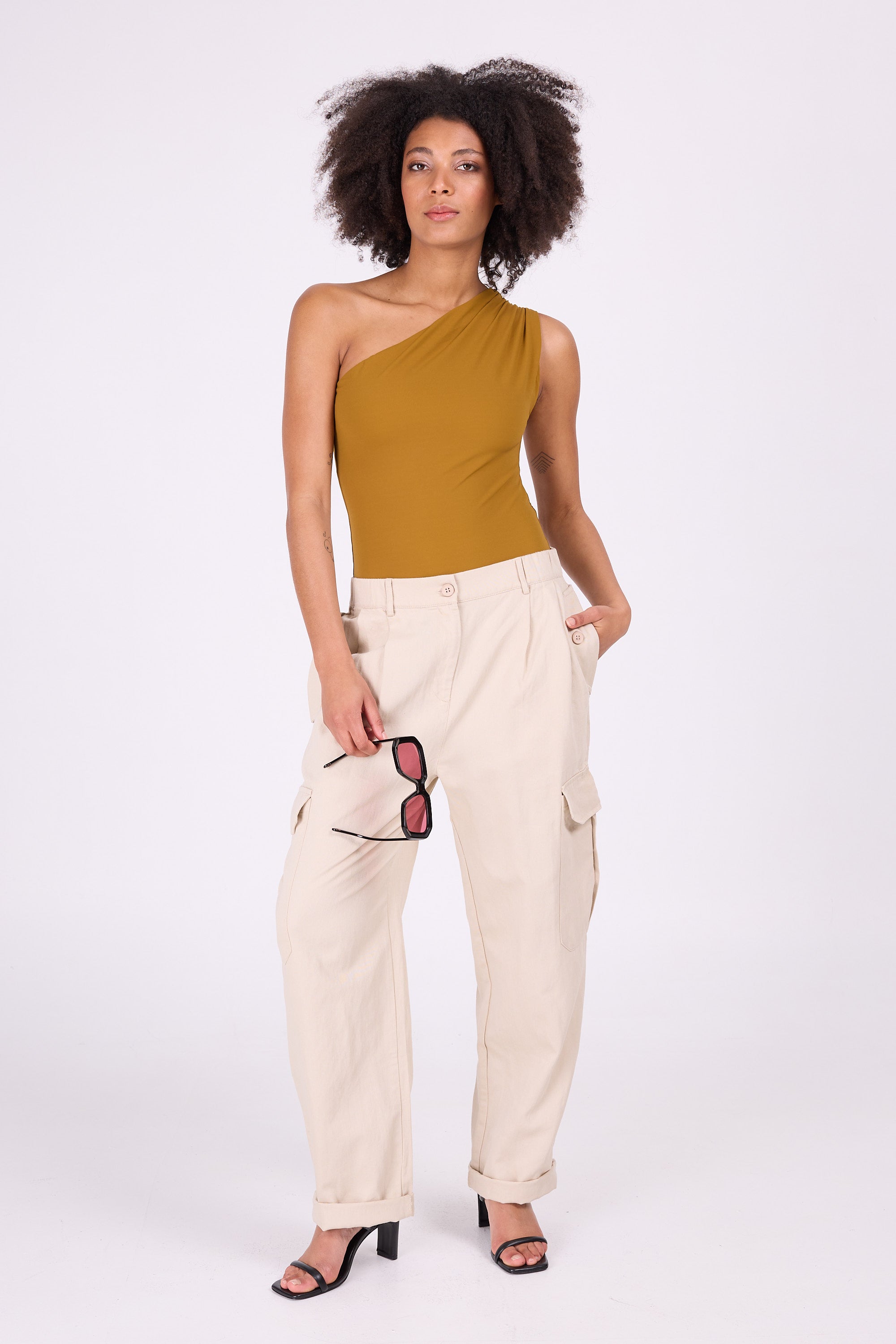 Maillot de bain asymétrique moutarde