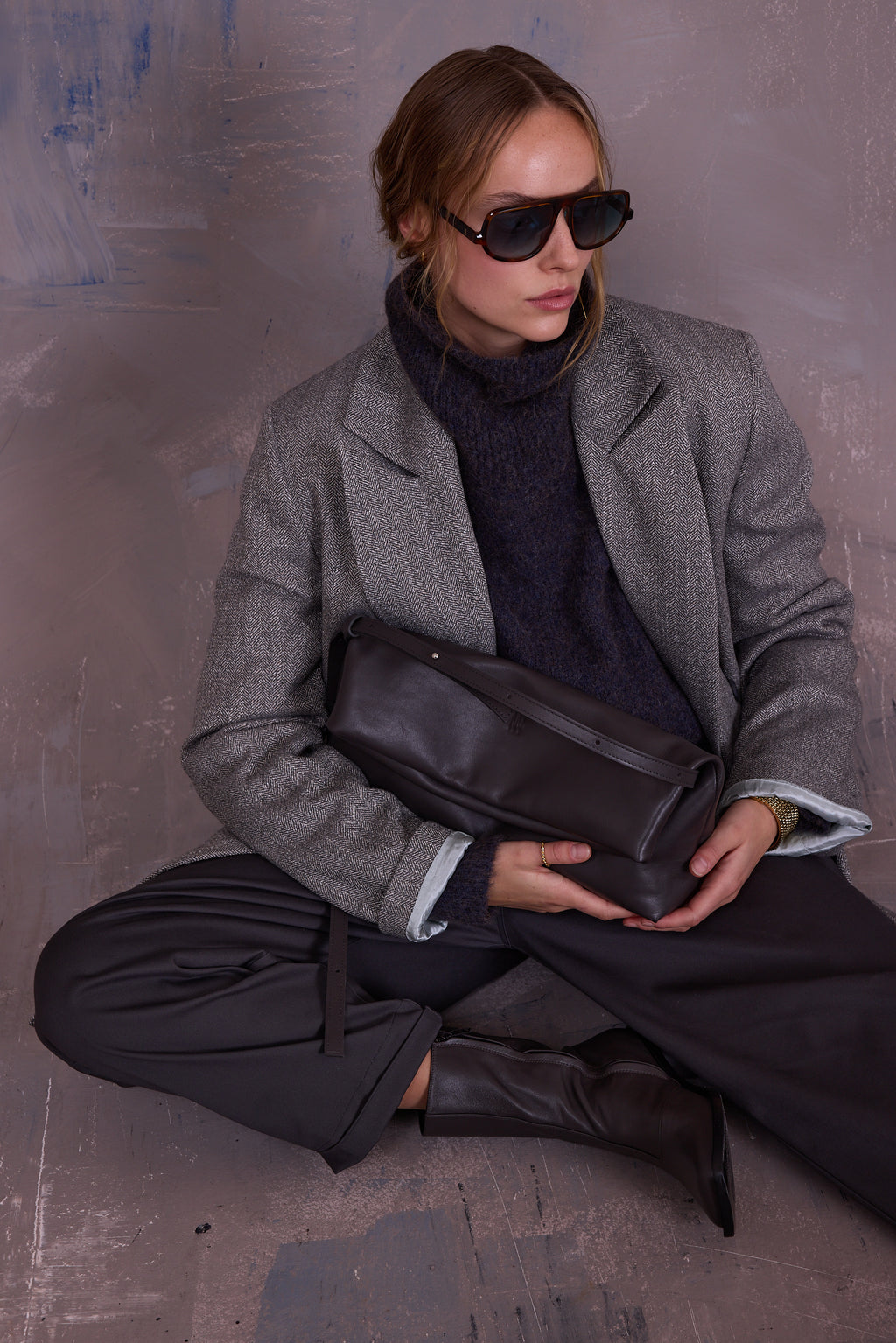 Gennaro handbag in charcoal nappa